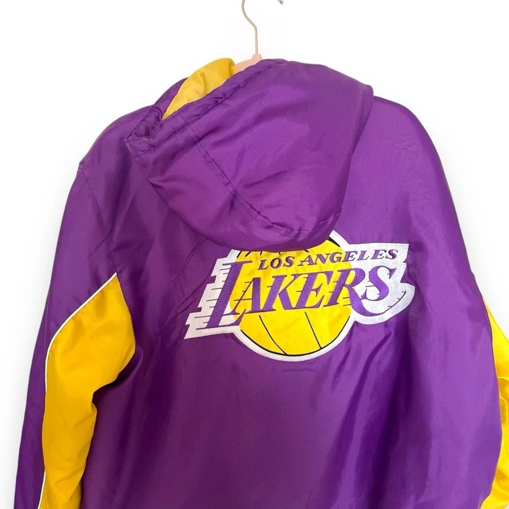 G-III Sports Los Angeles Lakers Hooded Windbreaker Jacket Purple‎ Gold Mens L